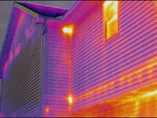 Home is losing heat--veiwed with infrared camera